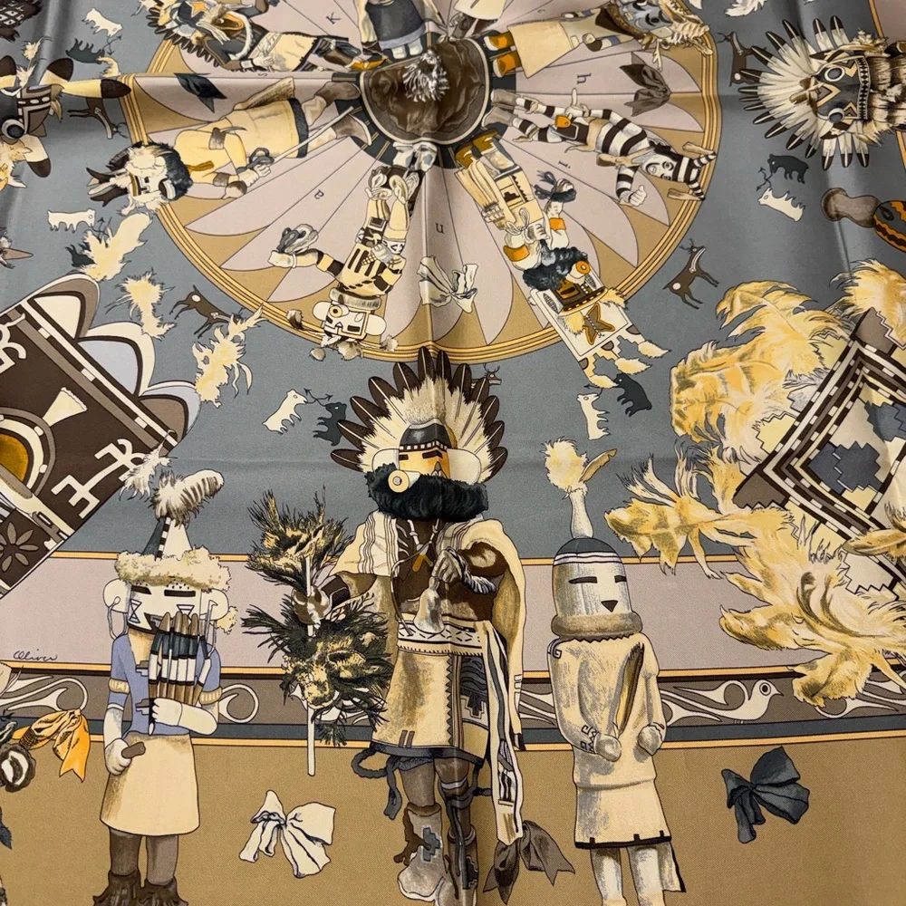 Hermès Vintage Kachinas Hopi Silk Scarf by Kermit Oliver - Picture 6 of 14